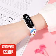 電子手表女生男生運(yùn)動(dòng)防摔夜光只看時(shí)間手環(huán) 哆啦A夢(mèng) 白色