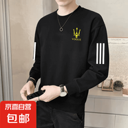 衛衣男秋冬季ins潮牌寬松加厚休閑打底衫青年百搭圓領(lǐng)印花長(cháng)袖T恤 J11 黑色 5XL 建議175-195斤