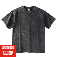 ins純棉短袖T恤男女潮流時(shí)尚日常扎染圓領(lǐng)新款流行復(fù)古打底衫WZY 黑色 A029叁聯(lián)勝 L