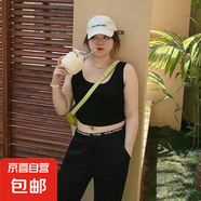 美式復(fù)古無袖小吊帶背心女夏季內(nèi)搭外穿設(shè)計感辣妹純欲風(fēng)上 純色背心黑色 2XL