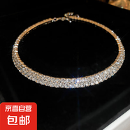 法式鑲鉆花朵珍珠項鏈時尚輕奢氣質(zhì)鎖骨鏈小眾送女友禮物飾品配飾 5#項圈-銀色-雙層