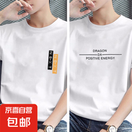 啄木鳥新品純棉100%純棉夏季短袖T恤男透氣百搭圓領(lǐng)半袖T休閑打底 1029白色+1017白色 XL