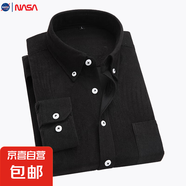 NASALIKE新款秋季男士長(zhǎng)袖襯衫燈芯絨商務(wù)職業(yè)襯衣上衣男裝潮流百 黑色 -NASA-S86襯衫 XL 【118-130斤】