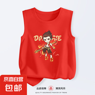 兒童短袖2025新款哪咤服裝男童夏季純棉t恤上衣女童衣服 紅色BX(少年大哪吒) 160