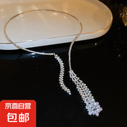 法式鑲鉆花朵珍珠項鏈時尚輕奢氣質(zhì)鎖骨鏈小眾送女友禮物飾品配飾 16#項鏈-銀色
