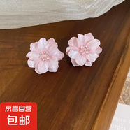 銀針花瓣網(wǎng)紗水晶流蘇耳釘粉色甜美海邊度假風耳環(huán)氣質(zhì)時尚耳飾女 35#銀針-粉色