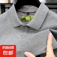 動感珠地短袖T恤男士翻領(lǐng)純色夏季新款百搭中青年P(guān)olo衫上衣直播 中灰 XL