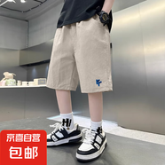 男童透氣運(yùn)動(dòng)短褲夏季薄款2025新款大童兒童夏天五分中褲男孩褲子 杏色 170