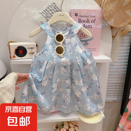 女童夏季連衣裙2025新款兒童洋氣公主風(fēng)連衣裙寶寶甜美童裙H156 1F藍(lán)色系 90 cm