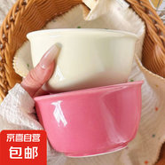 馬卡龍色系陶瓷碗奶油色高顏值家用釉下彩餐具ins新款飯碗甜品碗 2個裝【4.5英寸碗】混發(fā)色活動