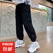 男童褲子秋冬款2025新款中大童男孩工裝褲加絨兒童休閑長褲一體絨 RWC-JK42【黑色】春秋款 160cm
