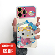 手機殼適用OPPO/VIVO/realme真我保護套hello kitty貓沖浪防摔全包鏡頭個(gè)性創(chuàng  )意男女款潮 磨砂大視窗-古董白-AE151沖浪凱蒂 VIVOS19