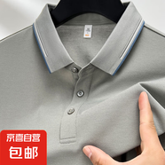 7A短袖T恤男士翻領(lǐng)含桑蠶絲醋酸亞麻夏新款休閑百搭Polo衫上衣 灰綠 XL 180/96A