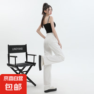 女裝夏季新款寬松直筒牛仔褲高街闊腿褲子 白色長(zhǎng)褲 2XL