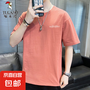 啄木鳥純棉短袖t恤男士圓領(lǐng)體恤夏季薄款潮流寬松休閑半袖 2017秀紅 XL 推薦【120-140斤】