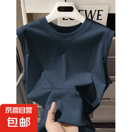 【重磅100%棉】夏季背心男款圓領(lǐng)無袖t恤運動背心健身情侶裝 深灰色 3XL