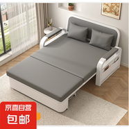 沙發(fā)床兩用折疊小戶型客廳多功能伸縮床網(wǎng)紅可拆洗皮藝單人沙發(fā)床 太空灰色【升級加厚貓抓皮】 1.28米+7cm海綿