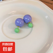 銀針布藝花朵耳環(huán)海邊度假風(fēng)時(shí)尚百搭耳釘個(gè)性氣質(zhì)耳飾送女友禮物 35#鋼針-紫色