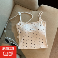 時尚波點帶胸墊吊帶背心女大U露背美背外穿防走光內(nèi)搭裹胸上衣潮 白色 均碼 (80-120斤)