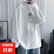汗背心男士大碼寬松汗衫男長袖t恤男打底衫2024年ins百搭 白色 XL