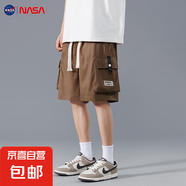 NASA BASE美式短褲男士夏季薄款大碼工裝五分褲冰絲速干休閑褲子 K31#棕色 L