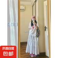 220克純棉韓版短袖雛菊2025春夏百搭上衣寬松男女臘腸狗T恤B701YL 1972白色粉花 XL