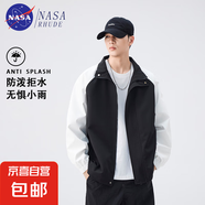 NASA RHUDE夾克男防水立領(lǐng)沖鋒秋季新款撞色拼接休閑生開衫外套78 黑色 M