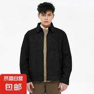 【GXG制造商】新款麂皮夾克外套男寬松百搭休閑多口袋翻領(lǐng)夾克 黑色 S 推薦100-130斤