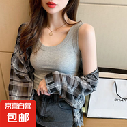 純色螺紋夏季吊帶背心女小背心內(nèi)搭外穿無(wú)袖內(nèi)衣女白色潮 白色顯瘦修身 XL 125-150斤