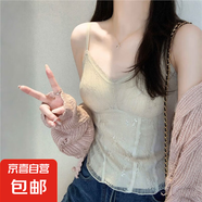 法式白色蕾絲花邊疊穿內搭背心女春夏外穿2025新款高級感無袖上衣 卡其 M 80-110斤