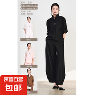 2025原創(chuàng)設(shè)計夏裝亞麻女裝連衣裙66873上衣 66869褲子 墨石黑 XL