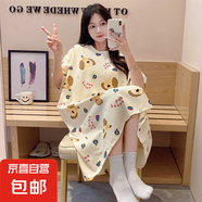 睡裙女夏季可愛(ài)仿棉短袖中長(zhǎng)款連衣裙子夏天2025年新款睡衣家居服 Q91681 3XL 女