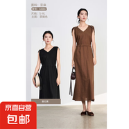 2025原創(chuàng)設計夏裝亞麻女裝連衣裙66867 茶褐色 L