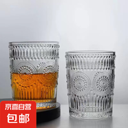 【京東物流】冰川紋玻璃杯時(shí)尚潮流ins風(fēng)果汁杯酒杯水杯 太陽花直身杯 260ml1只