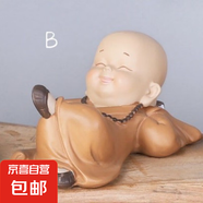 創(chuàng)意古風(fēng)小和尚擺件佛系禪意家居客廳茶桌人物玩偶盆景造景裝飾品 22B閑情逸致抬腿