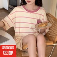 2025睡衣女夏天棉質(zhì)短袖短褲夏季薄款卡通少女生休閑家居服套裝 HZ33402 L