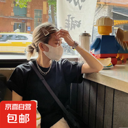 新款女裝夏季法式寬松短袖t恤衫女上衣顯瘦休閑圓領(lǐng)打底衫 粉色 S