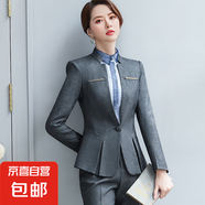 高級感西裝套裝女秋冬職業(yè)正裝氣質大學生面試工作服黑色西服外套 灰色外套+西褲 S (建議78-88斤左右)