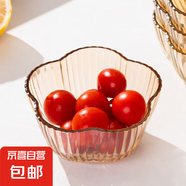 加厚玻璃碗高顏值琥珀色沙拉碗水果盤(pán)家用湯碗 （單只裝）花瓣碗