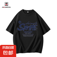 AEMAPE愛曼普高端短袖t恤男潮百搭潮牌輕奢痞帥休閑上衣T恤寬松 黑色 L 建議體重：110-125斤