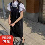 小個(gè)子復(fù)古短款牛仔背帶裙女2025早夏新款減齡百搭吊帶包臀連衣裙 螞蟻-8855【黑色】 XL