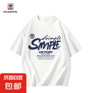 AEMAPE愛(ài)曼普高端短袖t恤男潮百搭潮牌輕奢痞帥休閑上衣T恤寬松 白色 L 建議體重：110-125斤