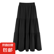 春夏季小眾設(shè)計(jì)感白色半身裙女2025新款拼接中長(zhǎng)款高級(jí)感a字裙子 黑色 2XL
