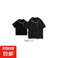 100%短袖T恤男女款情侶裝夏款短袖上衣夏裝寬松短LHFS 黑色常規(guī)款男女通用款 XL