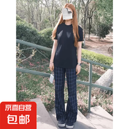 男士秋季歐貨格子休閑褲時(shí)尚百搭潮牌品質(zhì)彈力長(zhǎng)褲青年修身直角褲 深藍(lán)色 XL