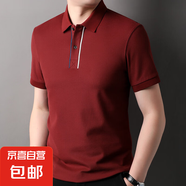 5A長(zhǎng)絨棉短袖T恤男士翻領(lǐng)純色涼感新款百搭時(shí)尚Polo衫上衣薄 深紅 3XL
