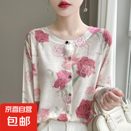 2025夏季薄款寬松上衣開衫女圓領(lǐng)t恤印花時(shí)尚百搭/NSYJF199-X 粉色 XL 130-155
