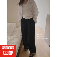 【慵懶風(fēng)】玫紅色垂感闊腿褲女裝夏季大碼胖mm休閑褲夏季新款 黑色 4XL 【建議180-200斤】