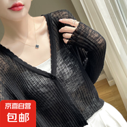 2025春季新款休閑洋氣圓領(lǐng)針織無(wú)袖T恤女百搭外穿開(kāi)衫/HY125一X 黑色 M （95-110斤）