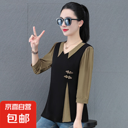 復(fù)古洋氣九分袖襯衫女夏季新款時尚簡約顯瘦娃娃領(lǐng)上衣 駝色 4XL 145-155